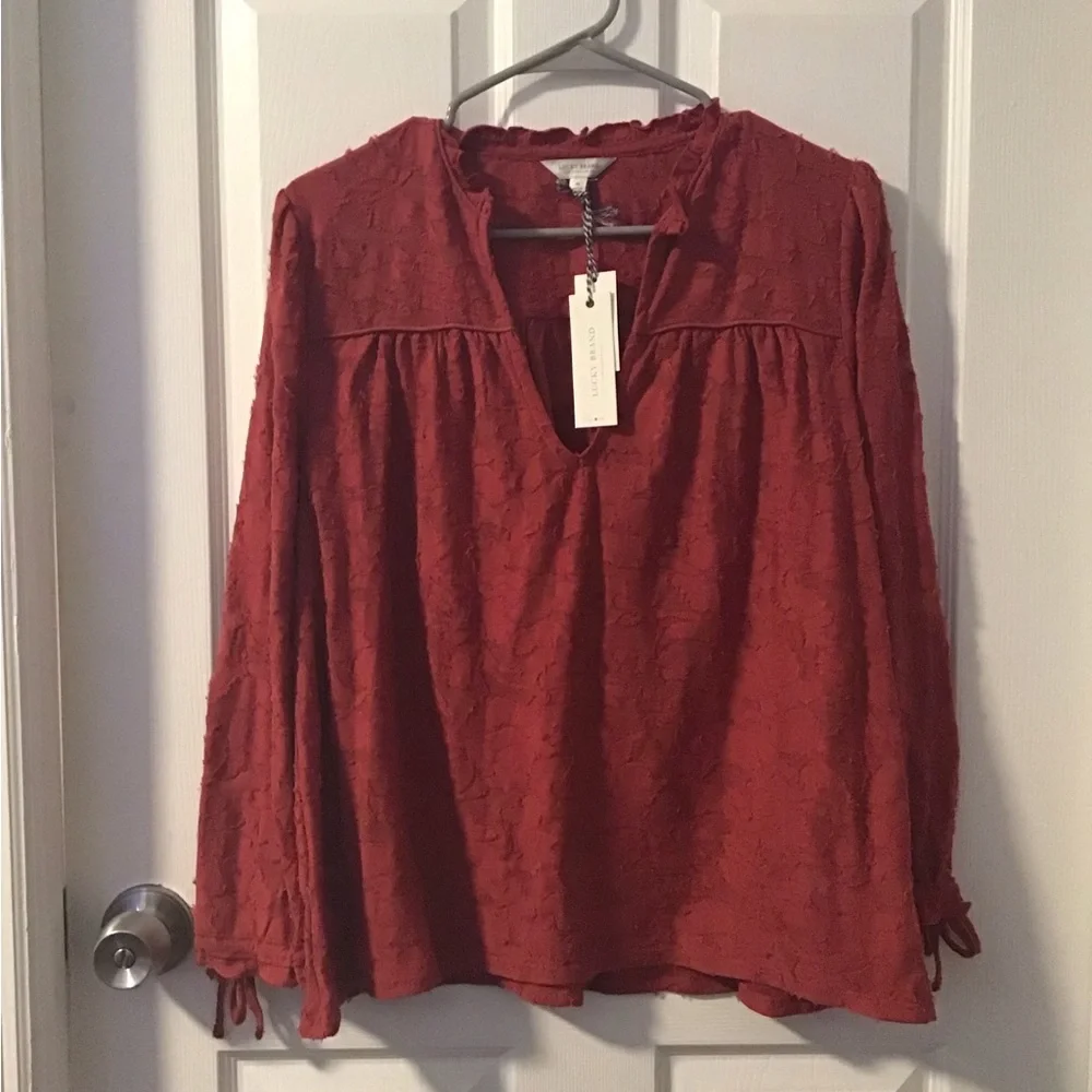 NWT! Lucky Brand Rust Lace Blouse - Picture 1 of 7